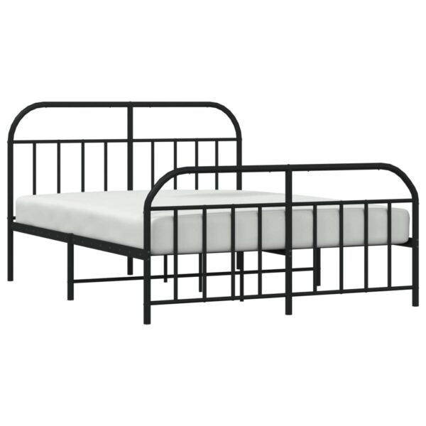 vidaXL Metal Bed Frame with Headboard and Footboard Black 59.8"x78.7" - Image 4