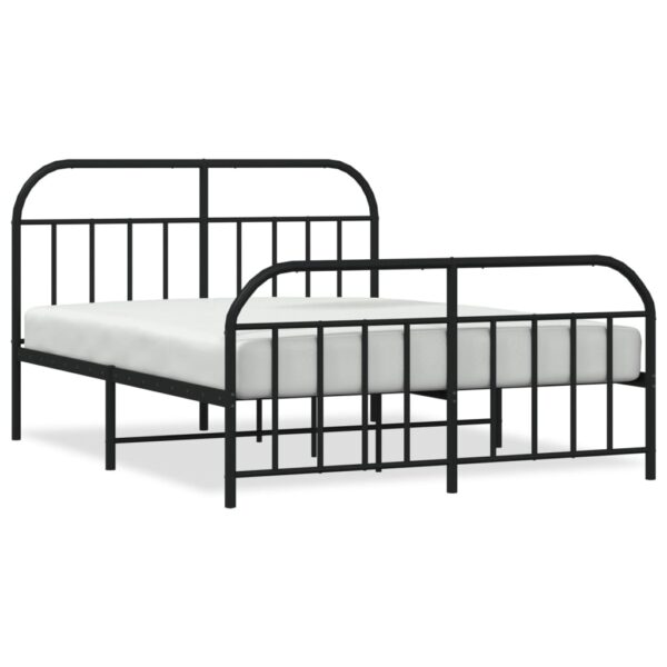 vidaXL Metal Bed Frame with Headboard&Footboard Black 72"x83.9" California King - Image 2