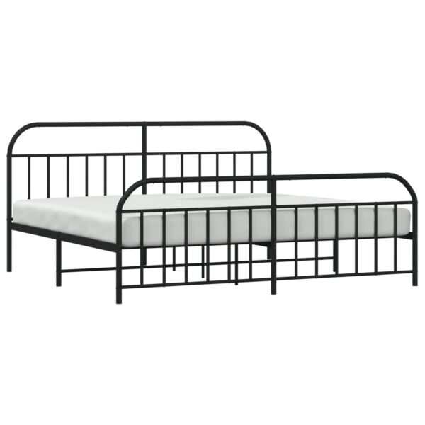 vidaXL Metal Bed Frame with Headboard and Footboard Black 76"x79.9" King - Image 4