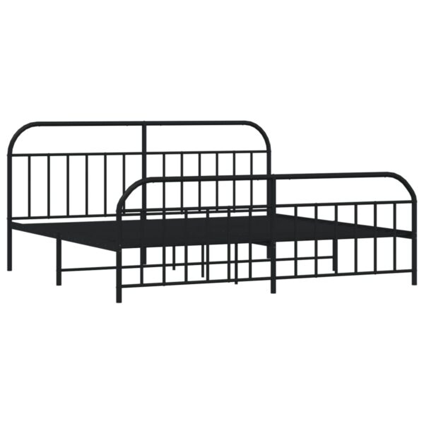 vidaXL Metal Bed Frame with Headboard and Footboard Black 76"x79.9" King - Image 5