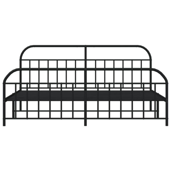 vidaXL Metal Bed Frame with Headboard and Footboard Black 76"x79.9" King - Image 6