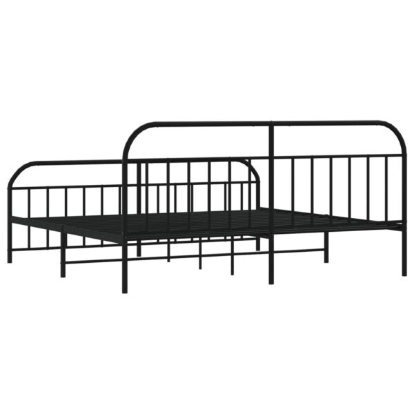 vidaXL Metal Bed Frame with Headboard and Footboard Black 76"x79.9" King - Image 8