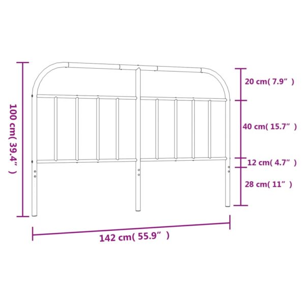 vidaXL Metal Headboard Black 53.1" - Image 7