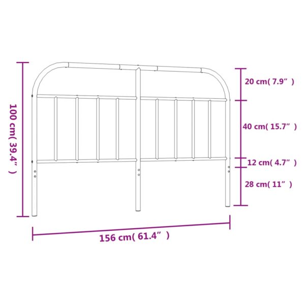 vidaXL Metal Headboard Black 59.1" - Image 7