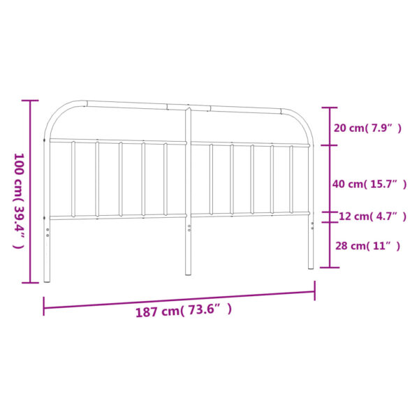 vidaXL Metal Headboard Black 70.9" - Image 7