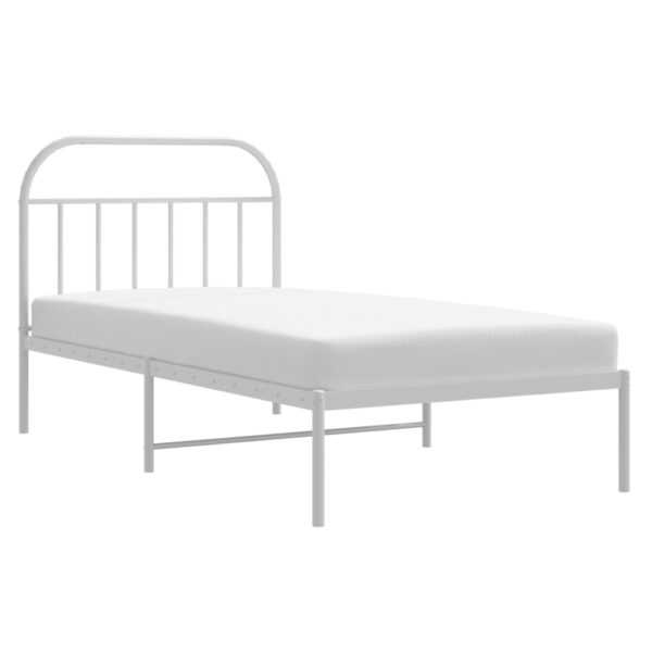 vidaXL Metal Bed Frame with Headboard White 39.4"x74.8" Twin - Image 4