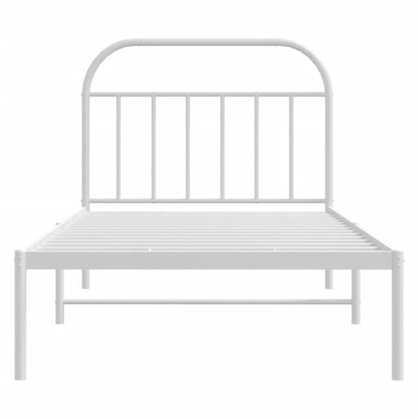 vidaXL Metal Bed Frame with Headboard White 39.4"x74.8" Twin - Image 6