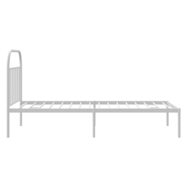 vidaXL Metal Bed Frame with Headboard White 39.4"x74.8" Twin - Image 7