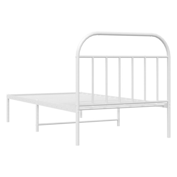 vidaXL Metal Bed Frame with Headboard White 39.4"x74.8" Twin - Image 8