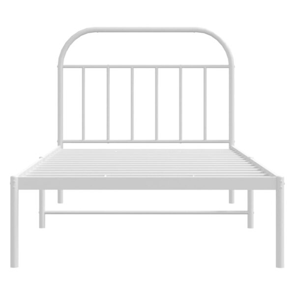 vidaXL Metal Bed Frame with Headboard White 39.4"x78.7" - Image 6