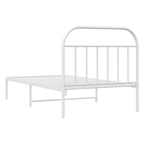 vidaXL Metal Bed Frame with Headboard White 39.4"x78.7" - Image 8