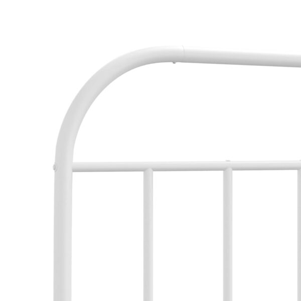 vidaXL Metal Bed Frame with Headboard White 39.4"x78.7" - Image 9