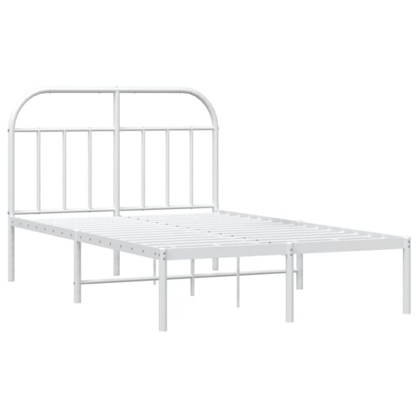 vidaXL Metal Bed Frame with Headboard White 53.9"x74.8" Full - Image 5