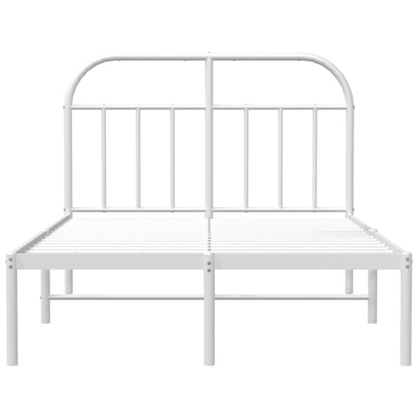 vidaXL Metal Bed Frame with Headboard White 53.9"x74.8" Full - Image 6