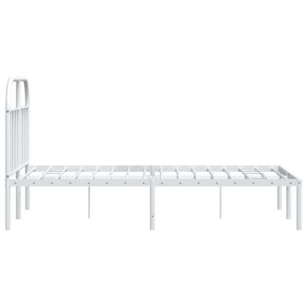 vidaXL Metal Bed Frame with Headboard White 53.9"x74.8" Full - Image 7