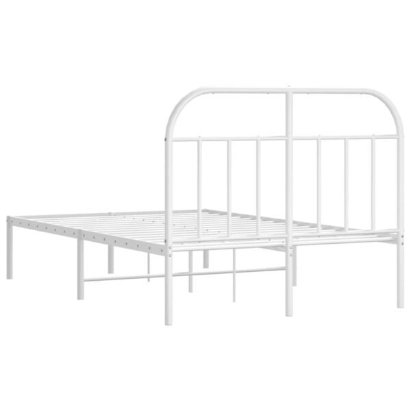 vidaXL Metal Bed Frame with Headboard White 53.9"x74.8" Full - Image 8