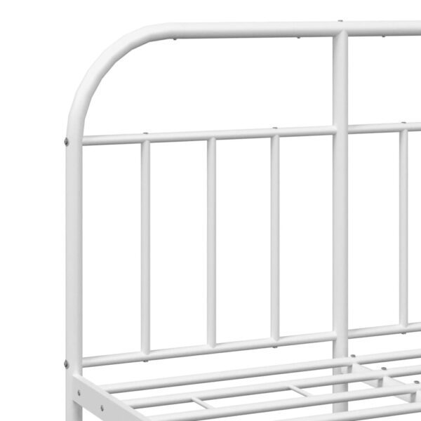 vidaXL Metal Bed Frame with Headboard White 53.9"x74.8" Full - Image 9