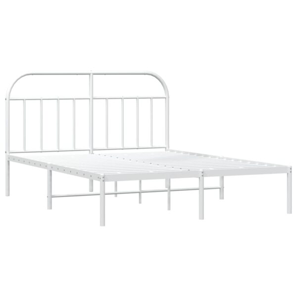 vidaXL Metal Bed Frame with Headboard White 59.8"x78.7" - Image 5