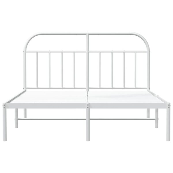 vidaXL Metal Bed Frame with Headboard White 59.8"x78.7" - Image 6