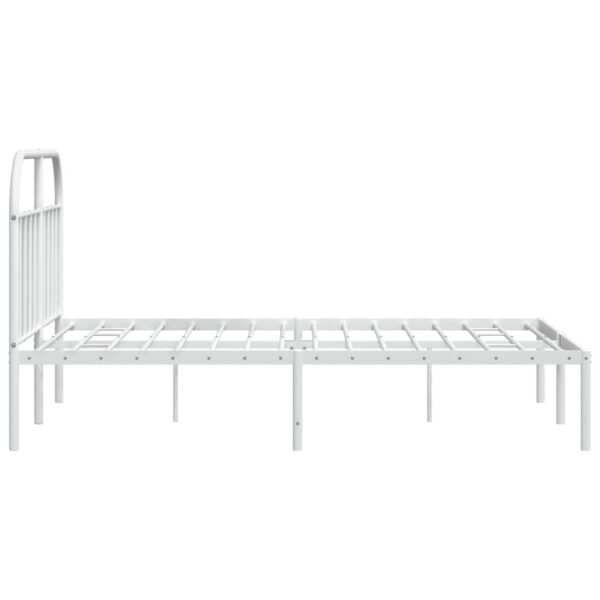 vidaXL Metal Bed Frame with Headboard White 59.8"x78.7" - Image 7