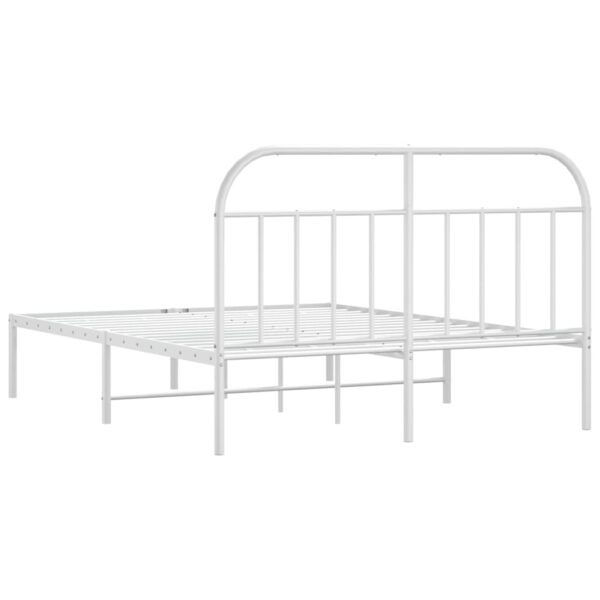 vidaXL Metal Bed Frame with Headboard White 59.8"x78.7" - Image 8