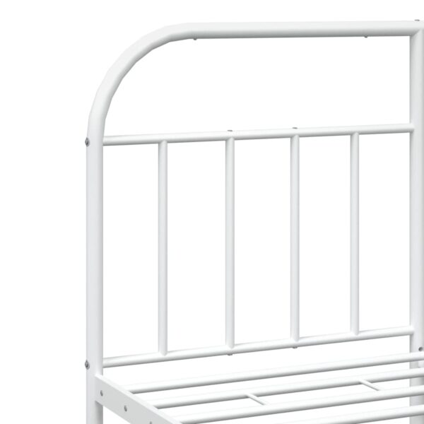 vidaXL Metal Bed Frame with Headboard White 59.8"x78.7" - Image 9