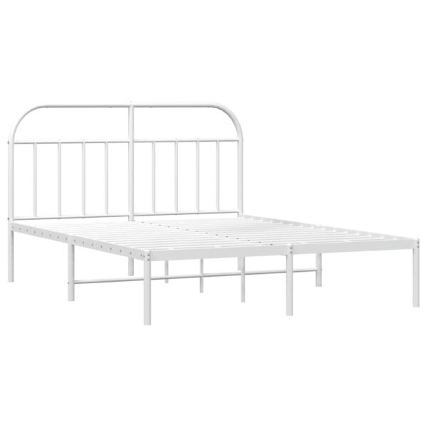 vidaXL Metal Bed Frame with Headboard White 72"x83.9" California King - Image 5