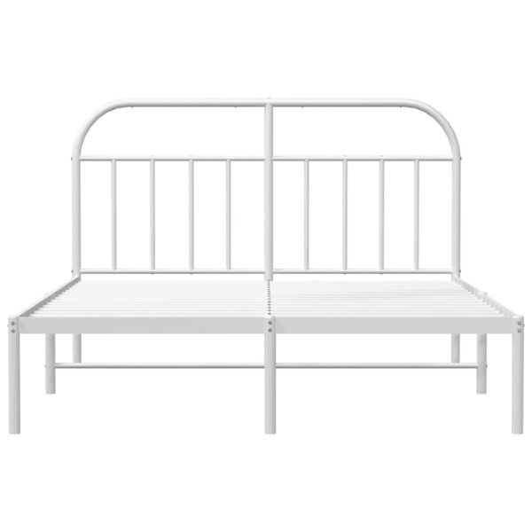 vidaXL Metal Bed Frame with Headboard White 72"x83.9" California King - Image 6