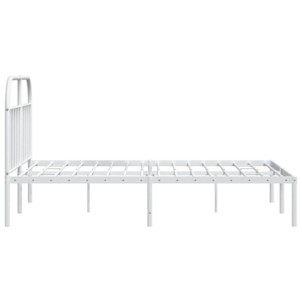 vidaXL Metal Bed Frame with Headboard White 72"x83.9" California King - Image 7