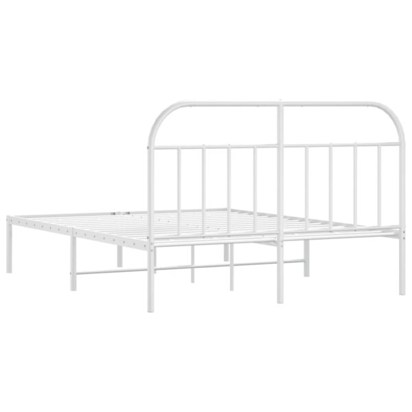 vidaXL Metal Bed Frame with Headboard White 72"x83.9" California King - Image 8