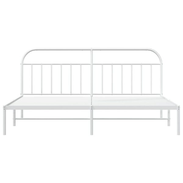 vidaXL Metal Bed Frame with Headboard White 76"x79.9" King - Image 6