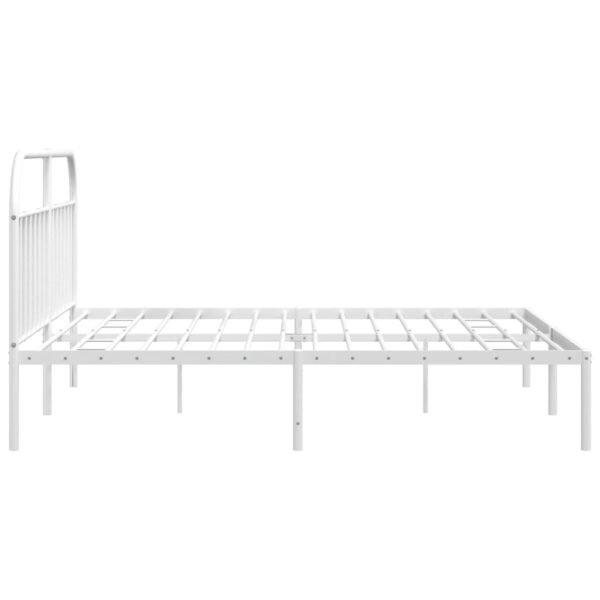 vidaXL Metal Bed Frame with Headboard White 76"x79.9" King - Image 7