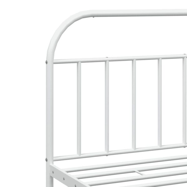 vidaXL Metal Bed Frame with Headboard White 76"x79.9" King - Image 9