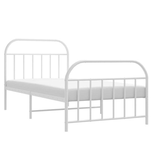 vidaXL Metal Bed Frame with Headboard and Footboard White 39.4"x74.8" Twin - Image 4