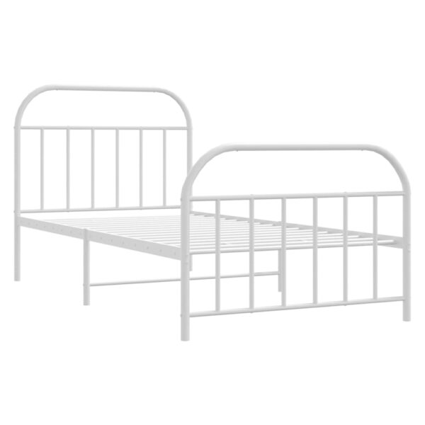 vidaXL Metal Bed Frame with Headboard and Footboard White 39.4"x74.8" Twin - Image 5