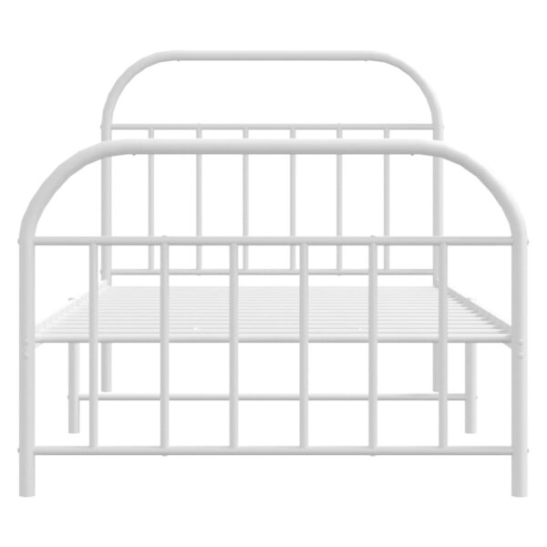 vidaXL Metal Bed Frame with Headboard and Footboard White 39.4"x74.8" Twin - Image 6