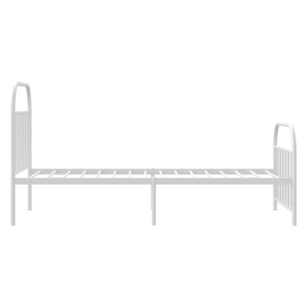 vidaXL Metal Bed Frame with Headboard and Footboard White 39.4"x74.8" Twin - Image 7