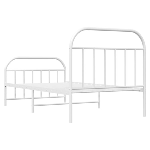 vidaXL Metal Bed Frame with Headboard and Footboard White 39.4"x74.8" Twin - Image 8