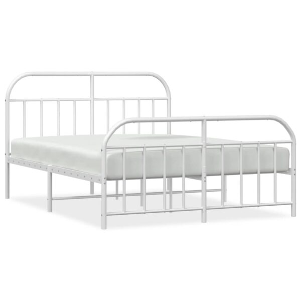 vidaXL Metal Bed Frame with Headboard and Footboard White 53.9"x74.8" Full - Image 2