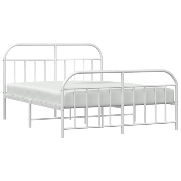 vidaXL Metal Bed Frame with Headboard and Footboard White 53.9"x74.8" Full - Image 4