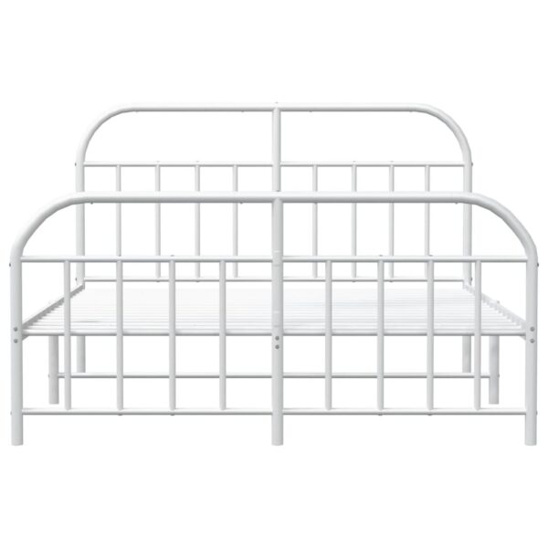 vidaXL Metal Bed Frame with Headboard and Footboard White 53.9"x74.8" Full - Image 6