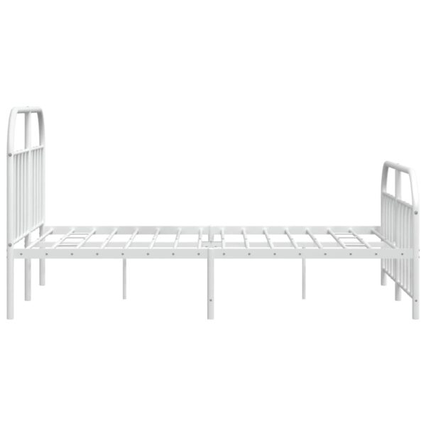 vidaXL Metal Bed Frame with Headboard and Footboard White 53.9"x74.8" Full - Image 7