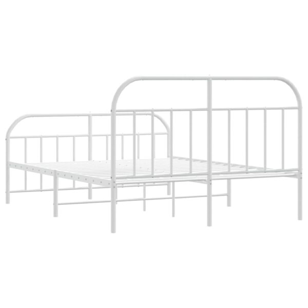 vidaXL Metal Bed Frame with Headboard and Footboard White 53.9"x74.8" Full - Image 8