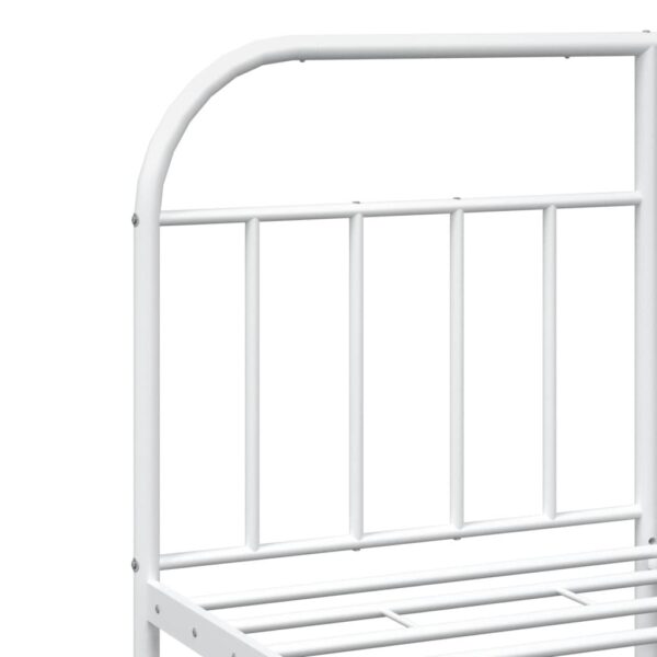 vidaXL Metal Bed Frame with Headboard and Footboard White 53.9"x74.8" Full - Image 9