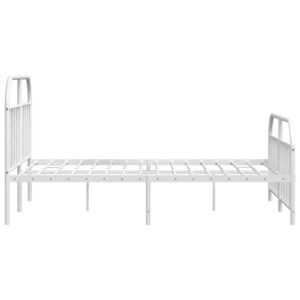 vidaXL Metal Bed Frame with Headboard and Footboard White 59.8"x78.7" - Image 7