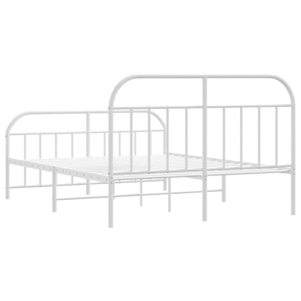 vidaXL Metal Bed Frame with Headboard and Footboard White 59.8"x78.7" - Image 8