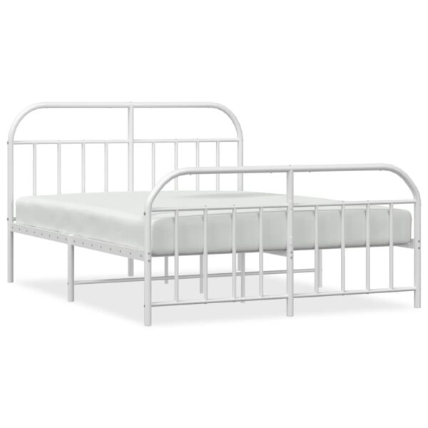 vidaXL Metal Bed Frame with Headboard&Footboard White 72"x83.9" California King - Image 2