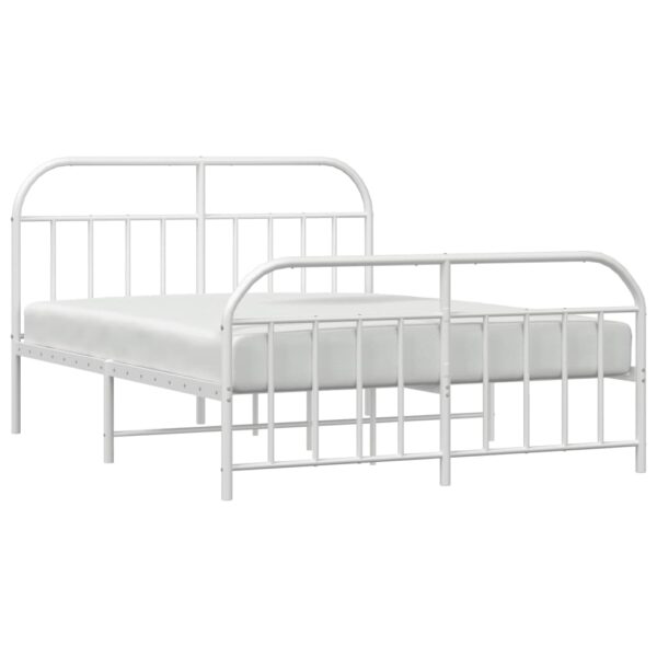 vidaXL Metal Bed Frame with Headboard&Footboard White 72"x83.9" California King - Image 4