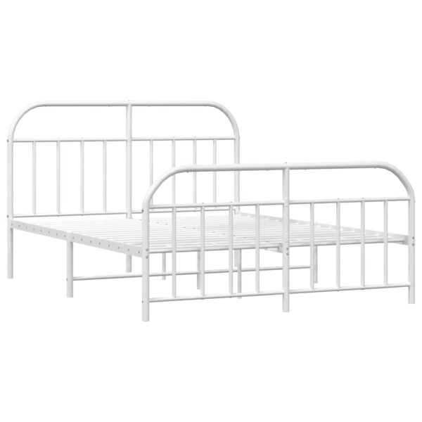 vidaXL Metal Bed Frame with Headboard&Footboard White 72"x83.9" California King - Image 5