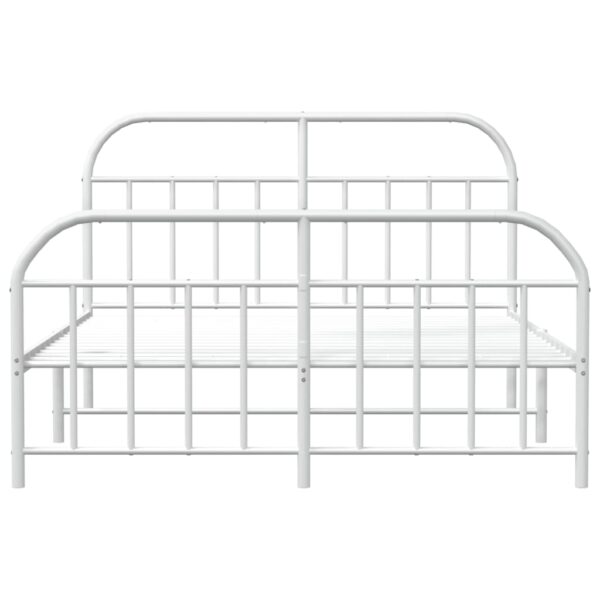 vidaXL Metal Bed Frame with Headboard&Footboard White 72"x83.9" California King - Image 6